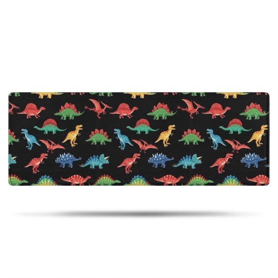Dinosaur and Silhouette Black Pattern Non Slip Microfiber Bathroom Rugs, Soft Rubber Backing Bath Mats for Bathroom Floor Tub and Shower,17"x47"