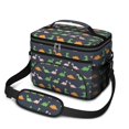 thumbnail image 1 of Dinosaur and Silhouette Navy Blue Insulated Lunch Box for Women Men, Medium Leakproof Cooler Bag with Adjustable Strap, 10"x6.7"x8", 1 of 6
