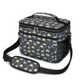 thumbnail image 1 of Dinosaur and Silhouette Navy Blue Insulated Lunch Box for Women Men, Medium Leakproof Cooler Bag with Adjustable Strap, 10"x6.7"x8", 1 of 6