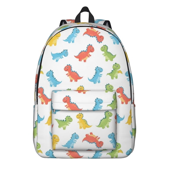 Dinosaur and Silhouette White Pattern Backpack for School, Cute School Bag with Adjustable Shoulder Straps and Padded Back, 15.7"x11.8"x5.5"