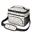 thumbnail image 1 of Dinosaur and Silhouette White Pattern Insulated Lunch Box for Women Men, Medium Leakproof Cooler Bag with Adjustable Strap, 10"x6.7"x8", 1 of 6