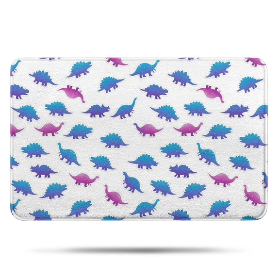 Dinosaur and Silhouette White Pattern Non Slip Microfiber Bathroom Rugs, Soft Rubber Backing Bath Mats for Bathroom Floor Tub and Shower,17"x27"
