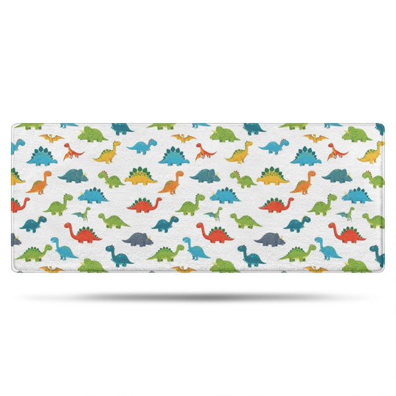 Dinosaur and Silhouettes White Pattern Non Slip Microfiber Bathroom Rugs, Soft Rubber Backing Bath Mats for Bathroom Floor Tub and Shower,24"x60"