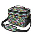 thumbnail image 1 of Dinosaur and Skeleton Black Pattern Insulated Lunch Box for Women Men, Medium Leakproof Cooler Bag with Adjustable Strap, 10"x6.7"x8", 1 of 5