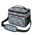 thumbnail image 1 of Dinosaur and Speech Bubble Gray Insulated Lunch Box for Women Men, Medium Leakproof Cooler Bag with Adjustable Strap, 10"x6.7"x8", 1 of 6