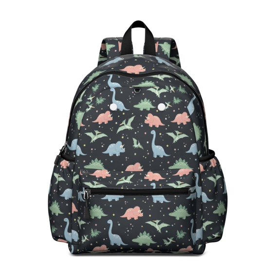 Dinosaur and Star Navy Pattern Cute School Backpack with Padded Back and Adjustable Shoulder Straps 13.4"x11"x4.7"