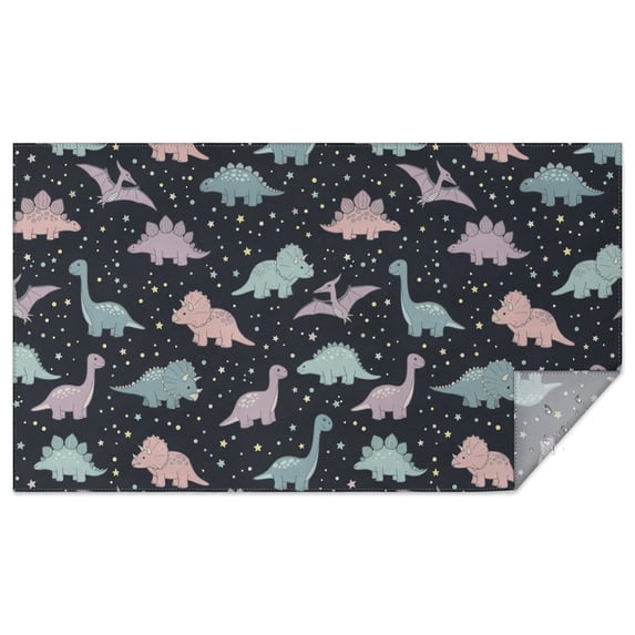 Dinosaur and Star Navy Pattern Waterproof Tablecloth, Rectangular ...