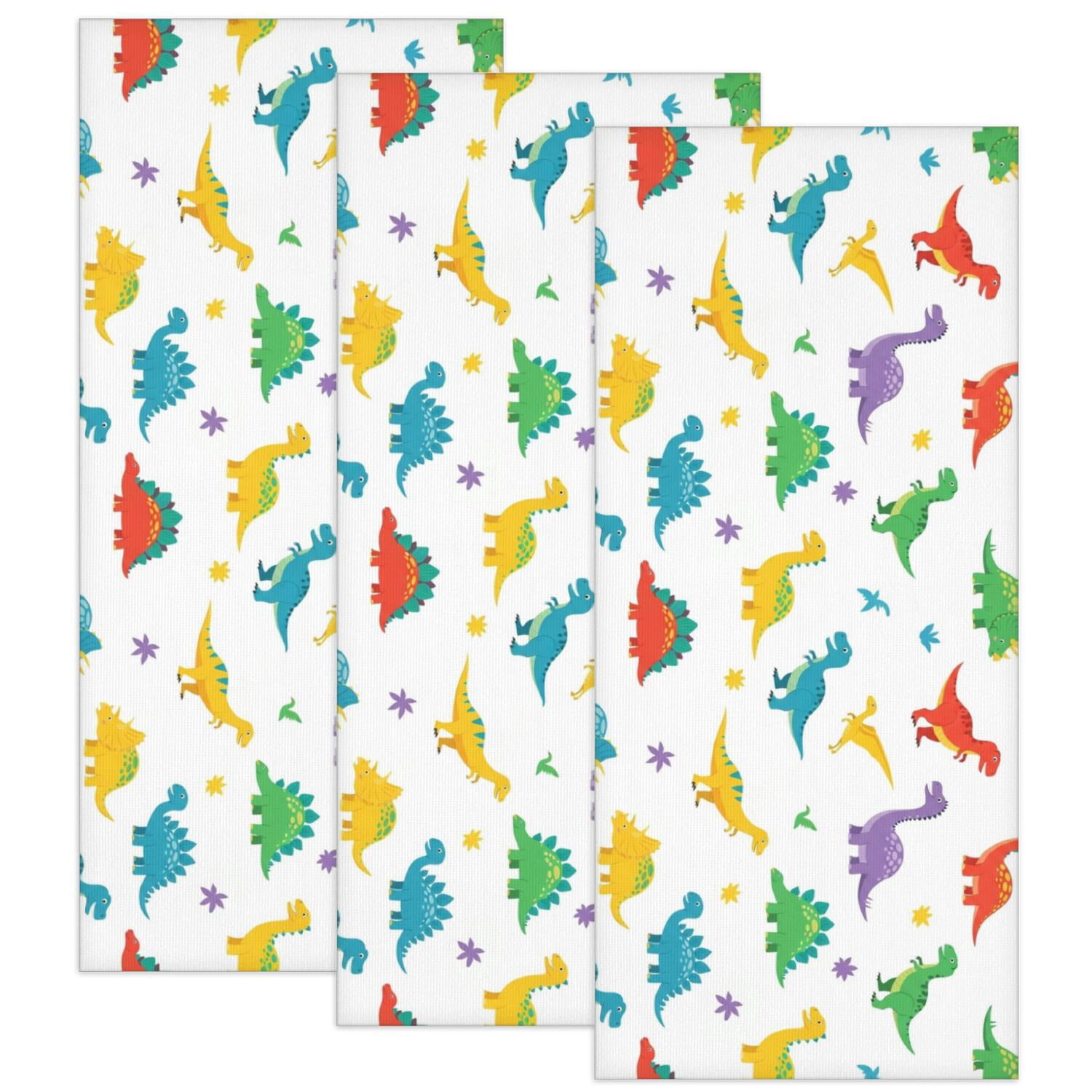 White Electronic Pattern Dinosaur and Star White Pattern 3 Pack Microfiber Multipurpose Towels ...