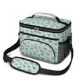 thumbnail image 1 of Dinosaur and Text Light Blue Pattern Insulated Lunch Box for Women Men, Medium Leakproof Cooler Bag with Adjustable Strap, 10"x6.7"x8", 1 of 6
