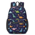 thumbnail image 1 of Dinosaur and Text Navy Blue Pattern 17" School Backpacks for Teens,Waterproof Oxford Fabric,S-Shape Padded Straps for School,Travel,Hiking,Camping, 1 of 6