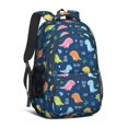 thumbnail image 1 of Dinosaur and Text Navy Blue Pattern Cute School Backpack Bag with Padded Back and Adjustable Shoulder Straps 16.9 X 12.6 X 5.9 Inches, 1 of 5