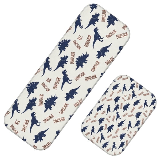 Food Pattern Text Dinosaur and Text Off White Pattern 2 Piece Flannel Bathroom Rug Set ...