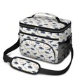 thumbnail image 1 of Dinosaur and Text Off White Pattern Insulated Lunch Box for Women Men, Medium Leakproof Cooler Bag with Adjustable Strap, 10"x6.7"x8", 1 of 4