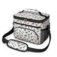 thumbnail image 1 of Dinosaur and Text White Pattern Insulated Lunch Box for Women Men, Medium Leakproof Cooler Bag with Adjustable Strap, 10"x6.7"x8", 1 of 6