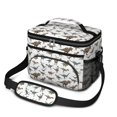 thumbnail image 1 of Dinosaur and Text White Pattern Insulated Lunch Box for Women Men, Medium Leakproof Cooler Bag with Adjustable Strap, 10"x6.7"x8", 1 of 6