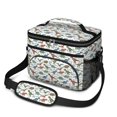 thumbnail image 1 of Dinosaur and Text White Pattern Insulated Lunch Box for Women Men, Medium Leakproof Cooler Bag with Adjustable Strap, 10"x6.7"x8", 1 of 6