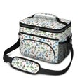 thumbnail image 1 of Dinosaur and Volcano White Pattern Insulated Lunch Box for Women Men, Medium Leakproof Cooler Bag with Adjustable Strap, 10"x6.7"x8", 1 of 6