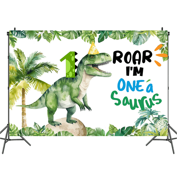 Dinosaur 1st Birthday Decoration Backdrop Roar I Am One Saurus Dinosaur Party Backdrop