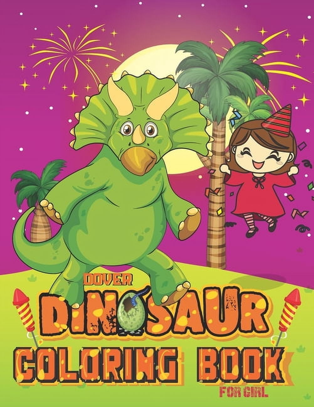 Dinosaur dover coloring book for Girl: Dinosaur coloring book with sweet girl. 99 PAGE, 8,5x11 in, (Paperback)