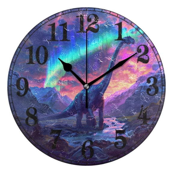 Dinosaur in Beautiful Sky Silent Wall Clock 10" Non-Ticking Battery Clock