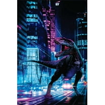 Dinosaur in the City by Jonathan Gay - Non-Flocked Blacklight Poster 24" x 36"