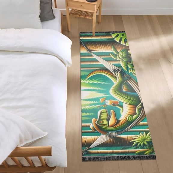 Dinosaur on Hammock Runner Area Rug 2x6 Soft Non-Slip Washable Bedside Carpet for Hallway Bedroom Living Room Home Decor