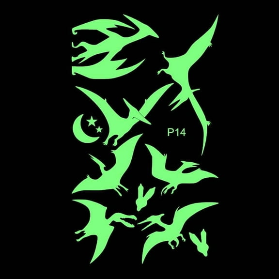 Dinosaur pterosaur Vinyl Decal Sticker Luminescent Neon Glow Lime Green Industrial Grade USA-Made Wall Bumper Window Kid Room 15" inch Large sheet