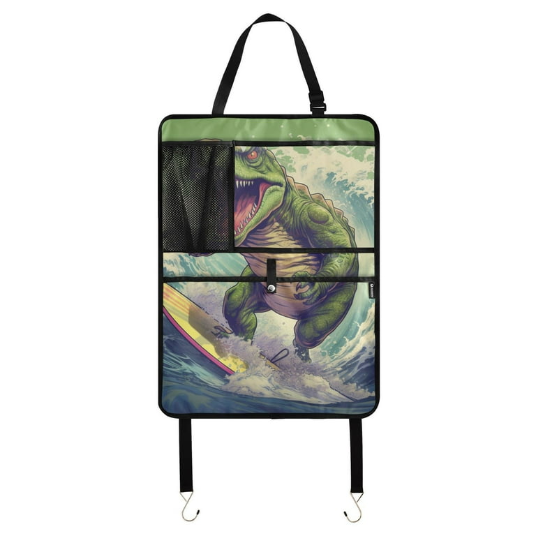 Dinosaur surfing epic wave ride(5) Car Seat Back Kick Protectors,2