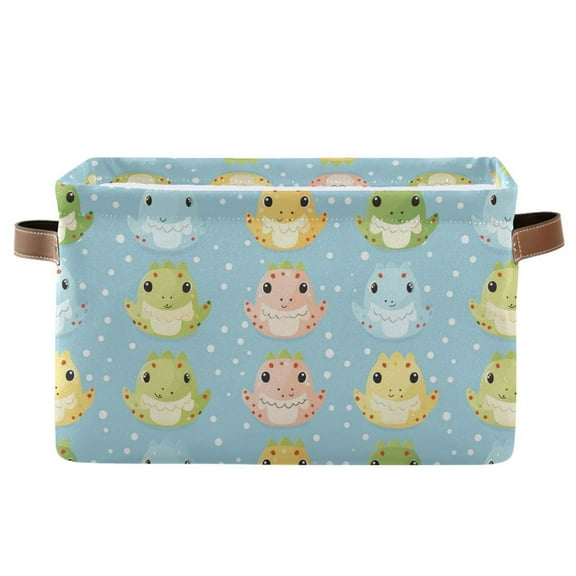 Dinosaur with Egg Storage Bins with Handle Fabric Organizer Basket Foldable Box 1 Pack 14.2x10.2x8.3