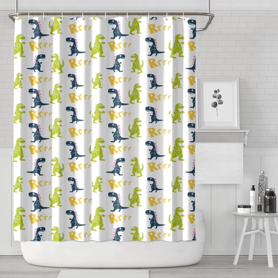 Dinosaur with Rrrr Pattern Shower Curtain 72"x84" ,Bathroom Decorative Shower Curtains Set with 12 Hooks,Modern Waterproof Washable Shower Curtain