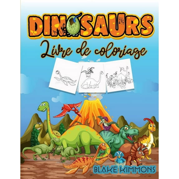 Dinosaures Livre de Coloriage: Livre d'activités pour les enfants, apprendre les noms des dinosaures et les colorie, (Paperback)