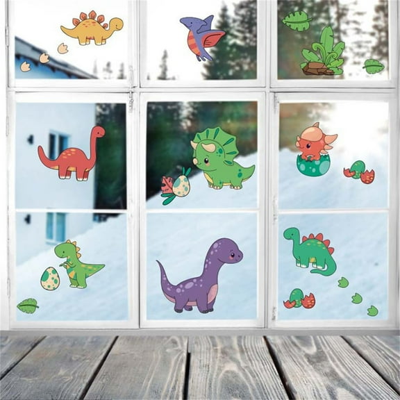 Dinosaurio linda pegatina de vidrio habitación de niños fondo decoración de pared PVC graffiti decal de pared