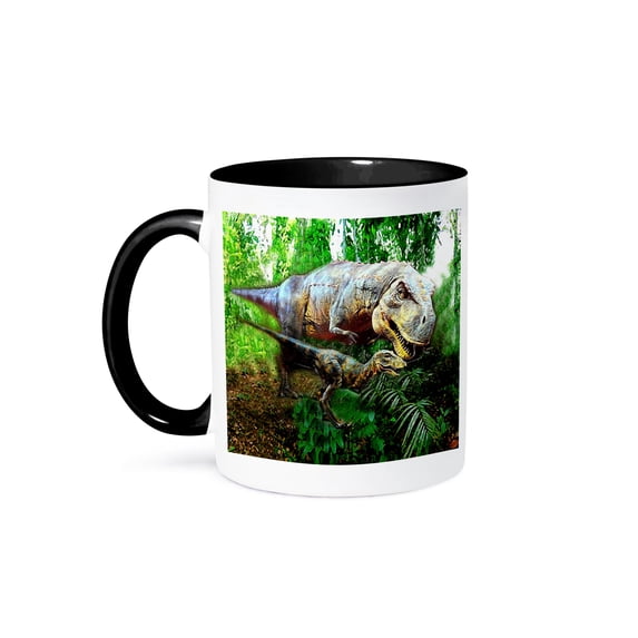 3dRose, Dinosaurs, 15oz Two-Tone Black Mug