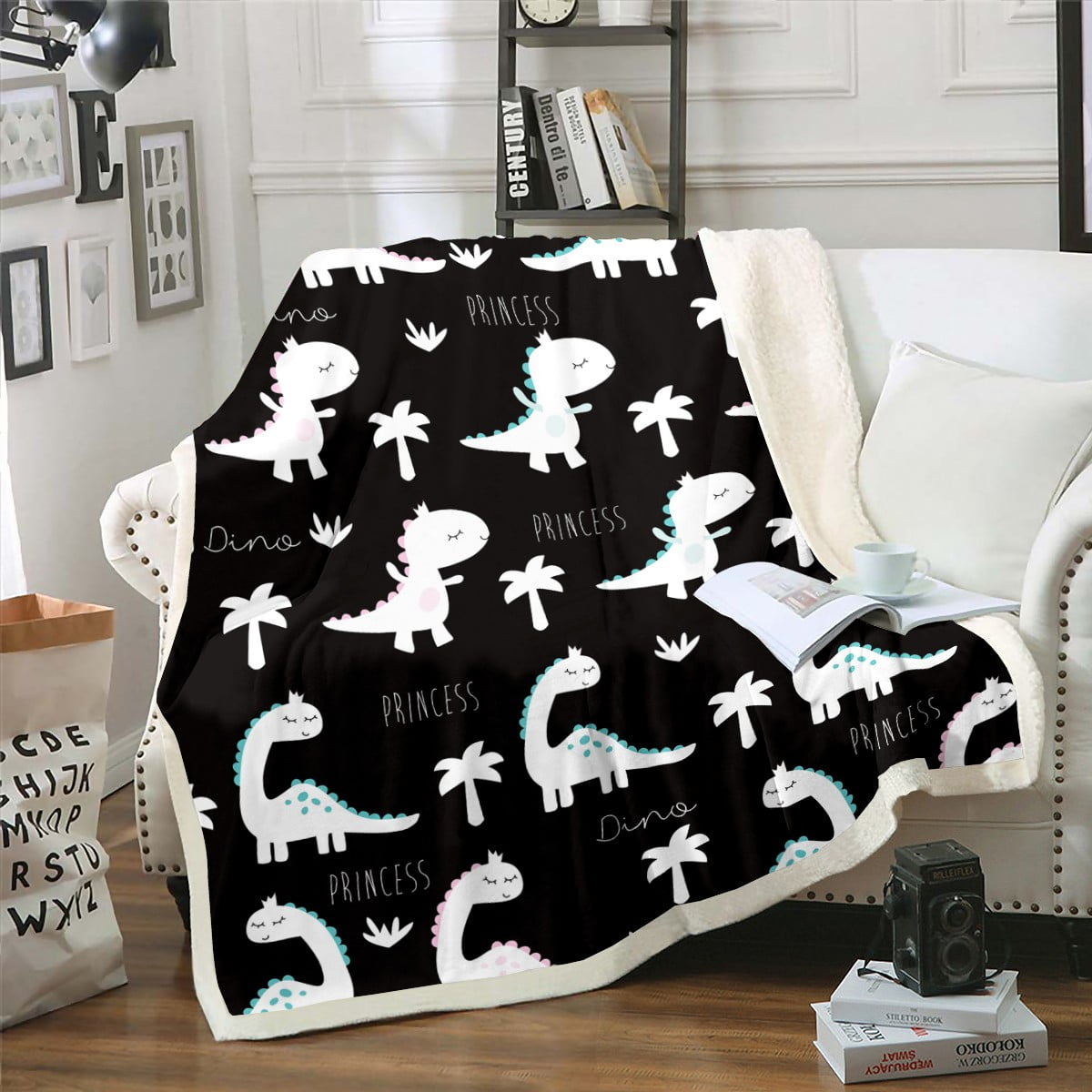 Dinosaurs 50"x60" Throw Blanket for Boys,Cartoon Dinosaur Fleece Blanket Kawaii Dino Blanket