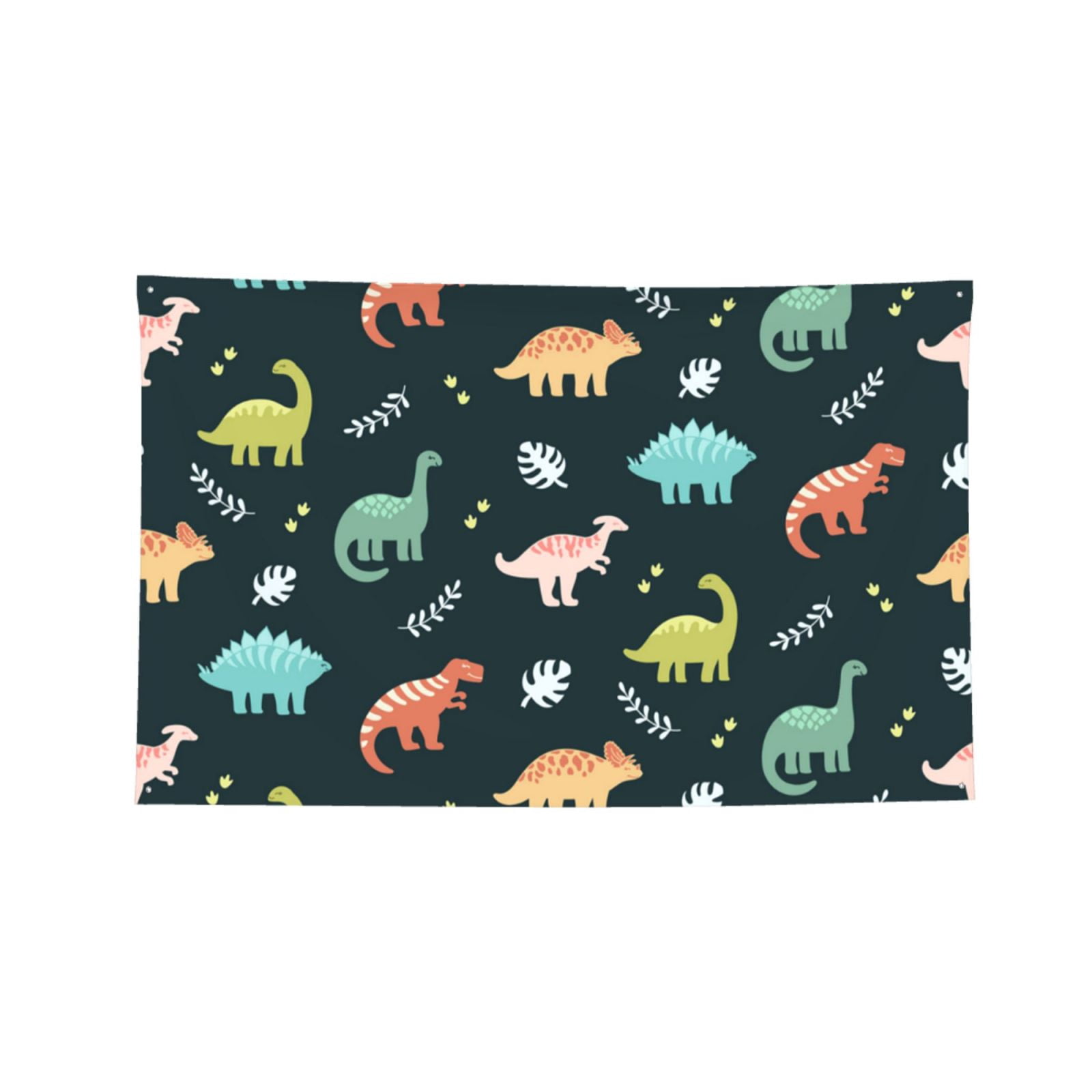 Dinosaurs And Leaves Four Hole Decorated Banner Flag for Garden Yard Home Decoration Indoor Outdoor 4x6 Ft