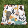 thumbnail image 1 of Dinosaurs Birds Leaves Cars Beach Blanket Outdoor Picnic Blanket 78"x 78" Waterproof Foldable for Beach Camping Travel Hiking Grass Lawn Park, 1 of 5