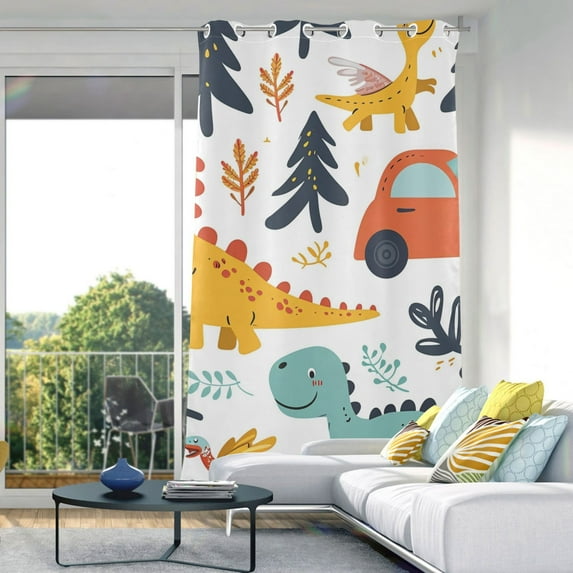 Dinosaurs Birds Leaves Cars Blackout Curtain Panels Drapes Privacy Assured with Light Filtering Curtains for Living room Bedroom Bathroom Window