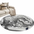 thumbnail image 1 of Dinosaurs Boy Large Area Rugs for Bedroom Living Room, Soft Non Slip Carpet Bedside Rug, Gray Funny Cartoon Forest Animals Round Floor Cover Kitchen Accent Rug 3' for Dining Room/Office, 1 of 9