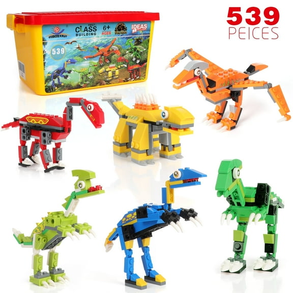Dinosaurs Building Set Toys, 6 in 1 Dinosaur Building Blocks Set for Boys, ENP STEM Dinosaurs Toy, Gifts for Kids 6-12