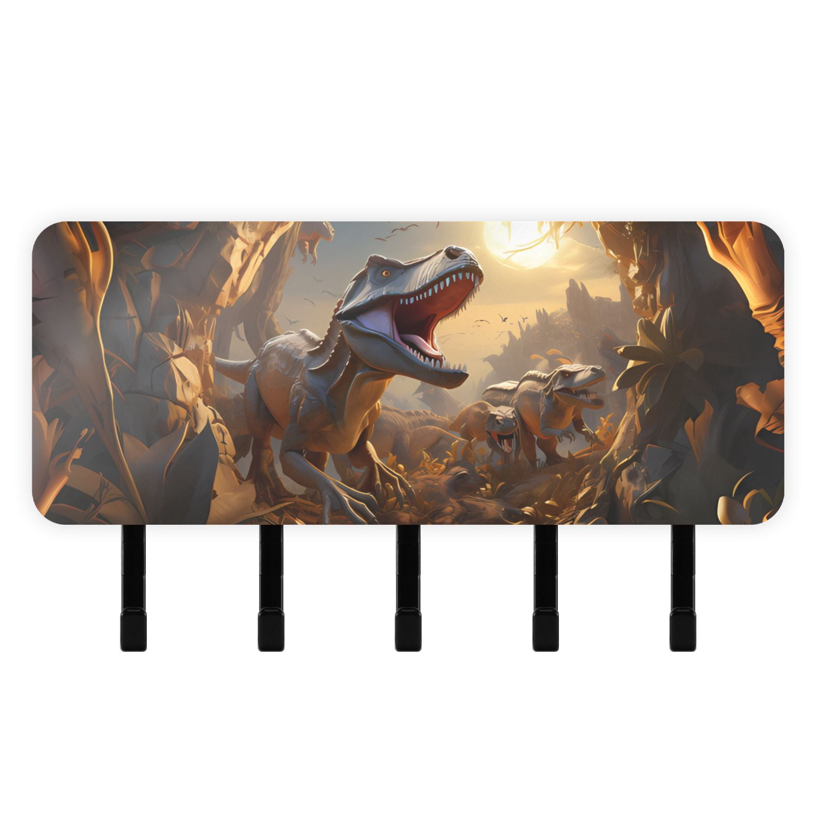 Dinosaur Key Rack Dinosaurs Cave Leaves Mail Holder Organizer Wall Mount with Shelf Key ...