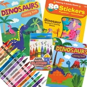 Dinosaurs Coloring and Activity Book Set, Include 2 Books, Crayons & Dinosaur Stickers
