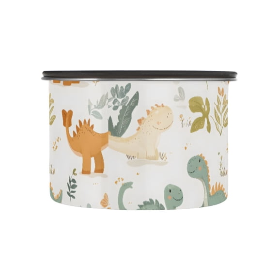 Dinosaurs Dino Cartoon Airtight Coffee Bean Canister 17oz Food Storage Containers with Lids For Gournd, Tea, Sugar, Flour, Rice, Cereal, Candy Cookie Jar