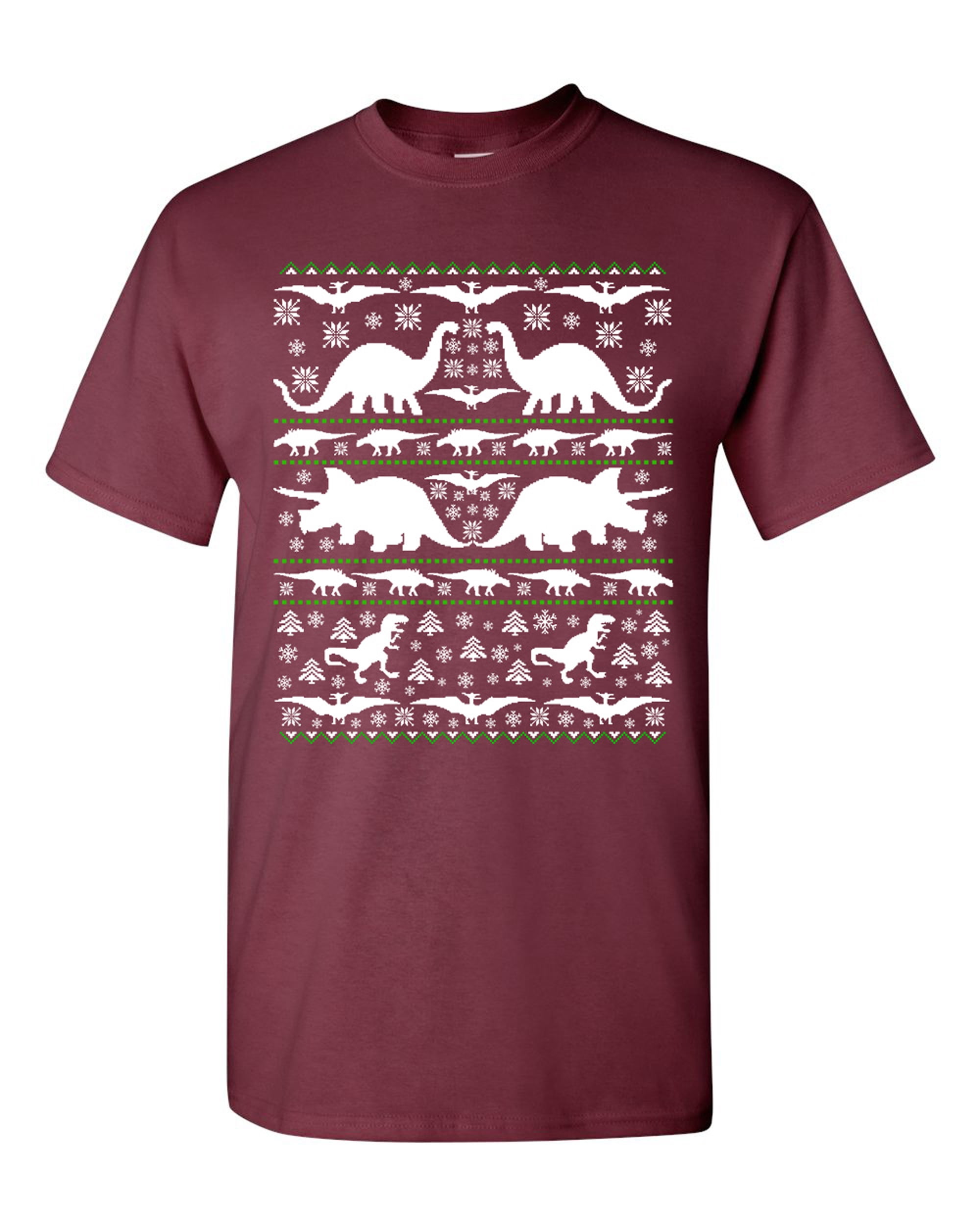 Dinosaurs Dino Fossils TRex Ugly Christmas DT Adult TShirt Tee — free download