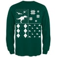 thumbnail image 1 of Dinosaurs Festive Blocks Ugly Christmas Sweater Dark Green Adult Long Sleeve T-Shirt, 1 of 1