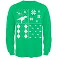 thumbnail image 1 of Dinosaurs Festive Blocks Ugly Christmas Sweater Green Adult Long Sleeve T-Shirt, 1 of 1