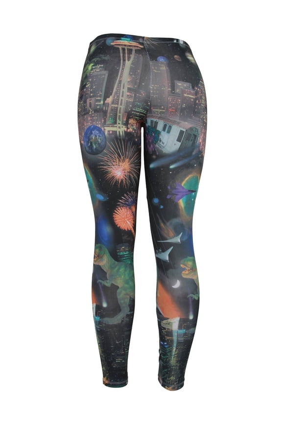 Dinosaurs Fireworks and Aliens Ladies Basic Leggings Shear Tights