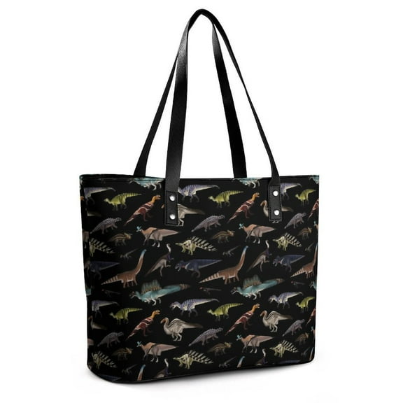 Dinosaurs Graphic Woman Leather Handbags Large Tote Bag Fashion Portable Handbags With Zipper