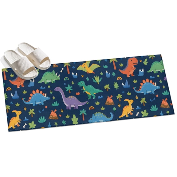 Dinosaurs Hallway Runner Rug 2x6 Washable Non Slip Kitchen Runner Rug for Bedside Bathroom Cartoon Dino Tropical Jungle Safari Animals Indoor Floor Carpet Area Rugs for Living Room Bedroom Office