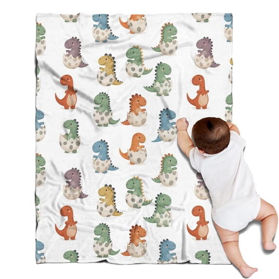 Dinosaurs with Hatching Eggs Pattern Blanket,Comfortable Soft Flannel Throw Blanket,All Season,Warm Lightweight Blankets for Sofa Bed Couch Living Room Chair,30"x40"