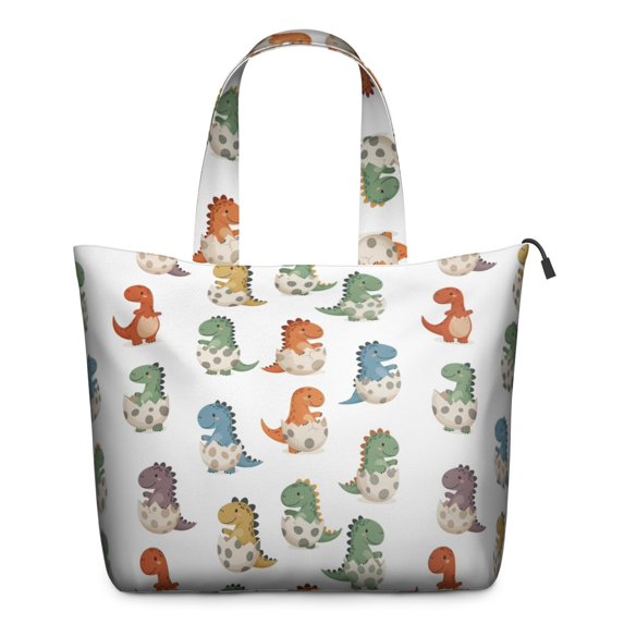 Dinosaurs with Hatching Eggs Pattern Travel Tote Bags for Women Carry On,Large Weekender Bags for Women Travel,Multi Functional Duffle Bag for Work,Shopping,Sports